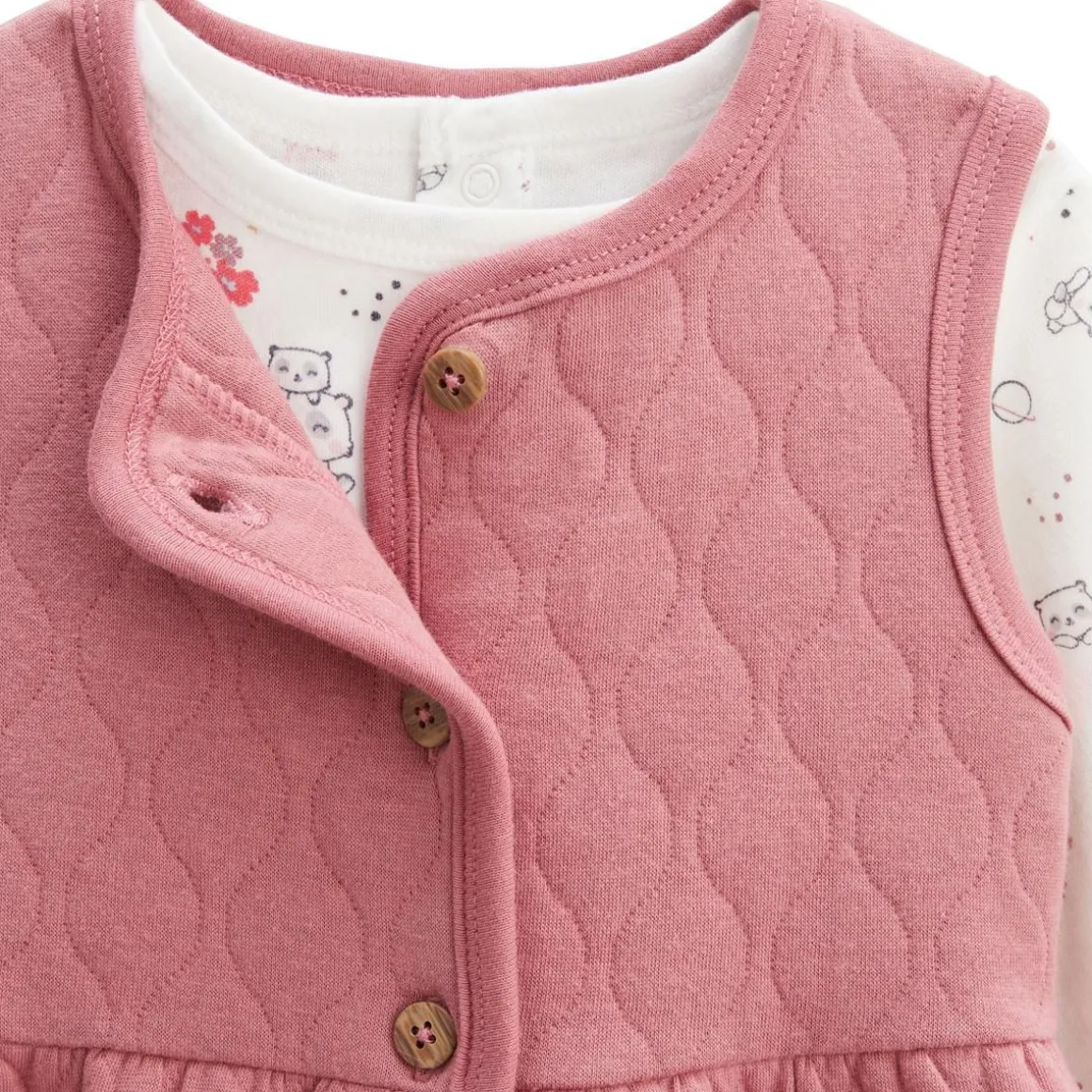 Ensemble robe bébé en coton matelassé, t-shirt et collant Ma Petite Etoile