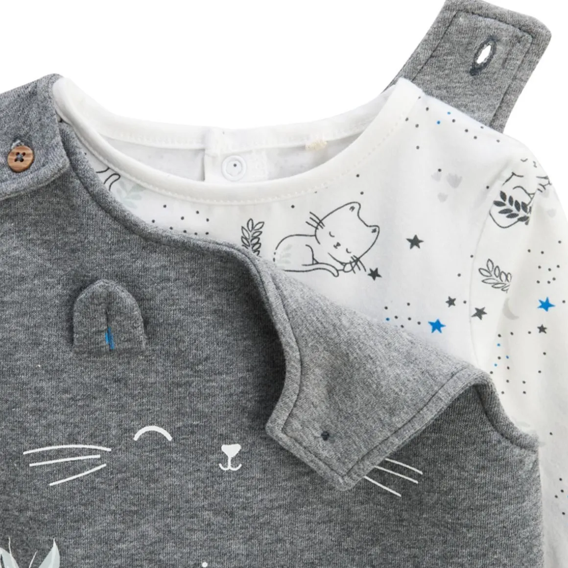 Ensemble salopette bébé en molleton et t-shirt Chatmallow