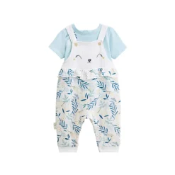 Ensemble salopette bébé en gaze de coton et t-shirt Iskia