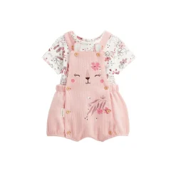 Ensemble salopette bébé en gaze de coton et t-shirt Petit Safari