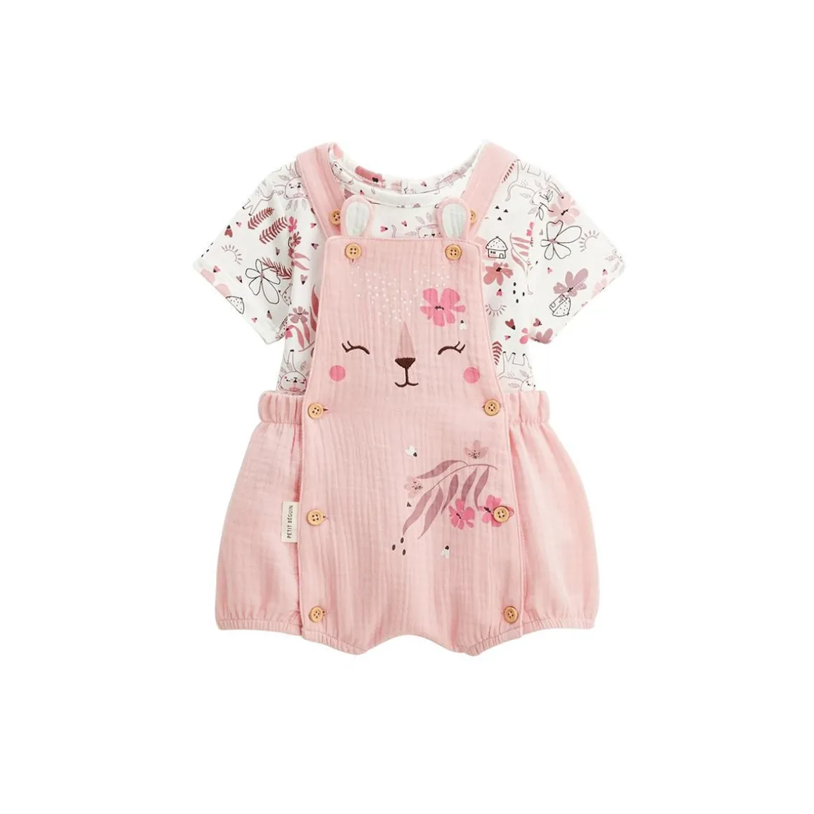 Ensemble salopette bébé en gaze de coton et t-shirt Petit Safari