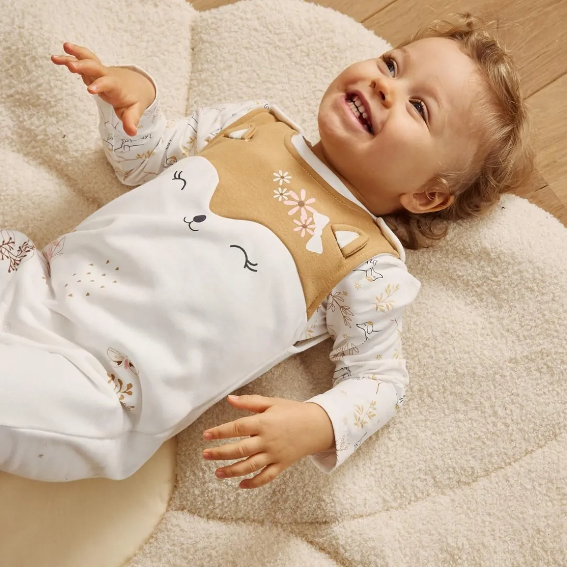 Ensemble salopette bébé en molleton et t-shirt Emilie