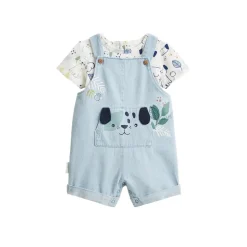 Ensemble salopette bébé en chambray et t-shirt Elliot