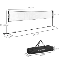 Ensemble set complet de badminton, pickleball et volleyball 3 en 1 réglable noir