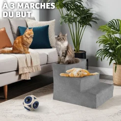 Escalier pour animaux domestiques Paw Path avec housse en peluche 37 x 45 x 34,5 cm