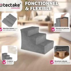 Escalier pour animaux domestiques Paw Path avec housse en peluche 37 x 45 x 34,5 cm