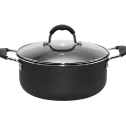 Faitout aluminium 30 cm avec couvercle en verre tous feux dont induction