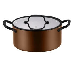 Faitout 24cm aluminium avec couvercle en verre tous feux dont induction