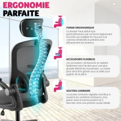 Fauteuil de bureau Arges ergonomique avec appuie-tête réglable