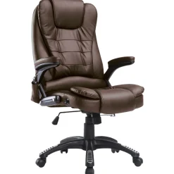 Fauteuil de bureau direction pivotant massant chauffant électrique revêtement synthétique chocolat