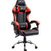 Fauteuil de bureau gamer style baquet racing - pivotant, inclinable - coussins tétière et lombaires inclus - revêtement PU rouge noir