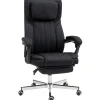 Fauteuil de bureau manager grand confort repose-pied dossier inclinable accoudoirs tétière rembourrés tissu noir