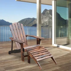 Fauteuil de jardin adirondack chaise longue chaise plage avec tabouret bois de sapin