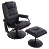 Fauteuil de massage et relaxation électrique pivotant inclinable avec repose-pied revêtement synthétique noir