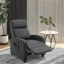 Fauteuil de relaxation et massage inclinaison dossier repose-pied réglable revêtement synthétique noir