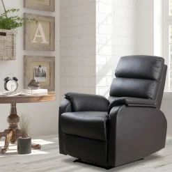 Fauteuil de relaxation inclinable avec repose-pied ajustable revêtement synthétique brun foncé