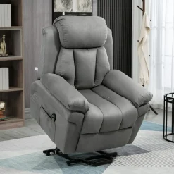 Fauteuil de relaxation électrique fauteuil releveur inclinable avec repose-pied ajustable tissu gris