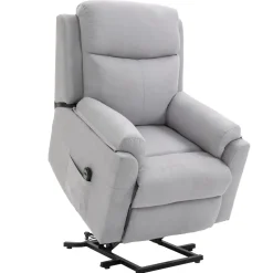 Fauteuil de relaxation électrique - fauteuil releveur inclinable avec repose-pied ajustable et télécommande - tissu aspect lin gris clair