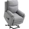 Fauteuil de relaxation électrique - fauteuil releveur inclinable avec repose-pied ajustable et télécommande - tissu polyester aspect lin gris clair chiné