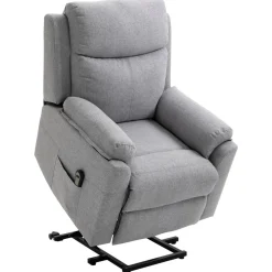 Fauteuil de relaxation électrique - fauteuil releveur inclinable avec repose-pied ajustable et télécommande - tissu polyester aspect lin gris clair chiné