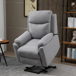 Fauteuil de relaxation électrique - fauteuil releveur inclinable avec repose-pied ajustable et télécommande - tissu polyester aspect lin gris clair chiné