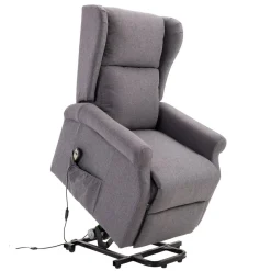 Fauteuil de relaxation électrique fauteuil releveur inclinable avec repose-pied ajustable lin gris chiné