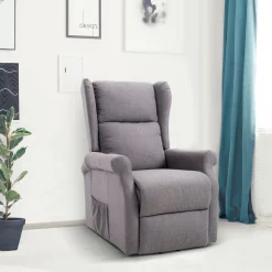 Fauteuil de relaxation électrique fauteuil releveur inclinable avec repose-pied ajustable lin gris chiné