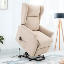 Fauteuil de relaxation électrique fauteuil releveur inclinable avec repose-pied ajustable lin beige