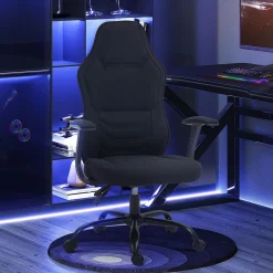 Fauteuil gamer ergonomique - chaise de bureau gaming - réglable - dossier inclinable - tissu noir