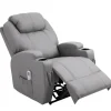 Fauteuil luxe de relaxation et massage inclinaison dossier repose-pied électrique revêtement synthétique gris