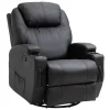 Fauteuil luxe de relaxation et massage inclinaison dossier repose-pied réglable revêtement synthétique noir