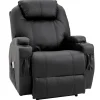 Fauteuil luxe de relaxation et massage inclinaison dossier repose-pied électrique revêtement synthétique noir