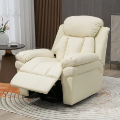 Fauteuil releveur inclinable avec repose-pied ajustable - fauteuil de relaxation électrique - revêtement synthétique crème