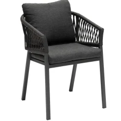 Fauteuil repas Oriengo aluminium et mailles tressées - Anthracite et graphite