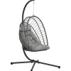 Fauteuil suspendu de jardin pliable avec matelas métal résine gris