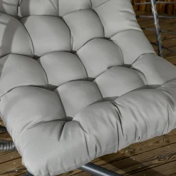 Fauteuil suspendu de jardin pliable avec matelas métal résine gris