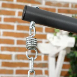 Fauteuil suspendu de jardin pliable avec matelas métal résine gris