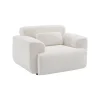 Fauteuil tissu bouclette blanche. lignes arrondis. coussin fourni. Wallas. L 116 x P 97 x H 73cm