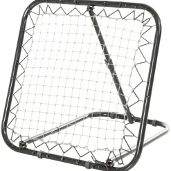 Filet de rebond de football pliable - inclinaison réglable 5 positions - dim. 84L x 78l x 78H cm - piquets d'ancrage inclus filet PE blanc métal époxy noir