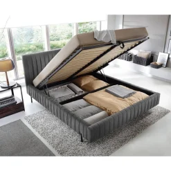 Flavio - lit coffre - 160x200 cm - sommier inclus - en velours