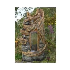 Fontaine de jardin Sartene vieux troncs d'arbre avec cascade et éclairage LED - Ubbink