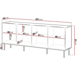 Franco - buffet bas - bois - 200 cm