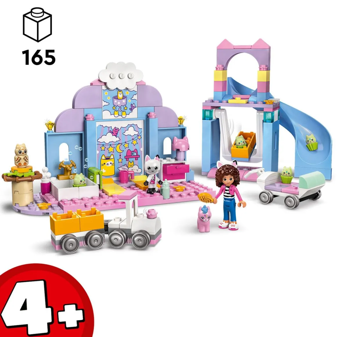 Gabby et la Maison Magique 10796 - La Nurs'oreille de Gabby - Set pour Enfants sur le Thème des Animaux - Jouet avec un Toboggan et des Figurines