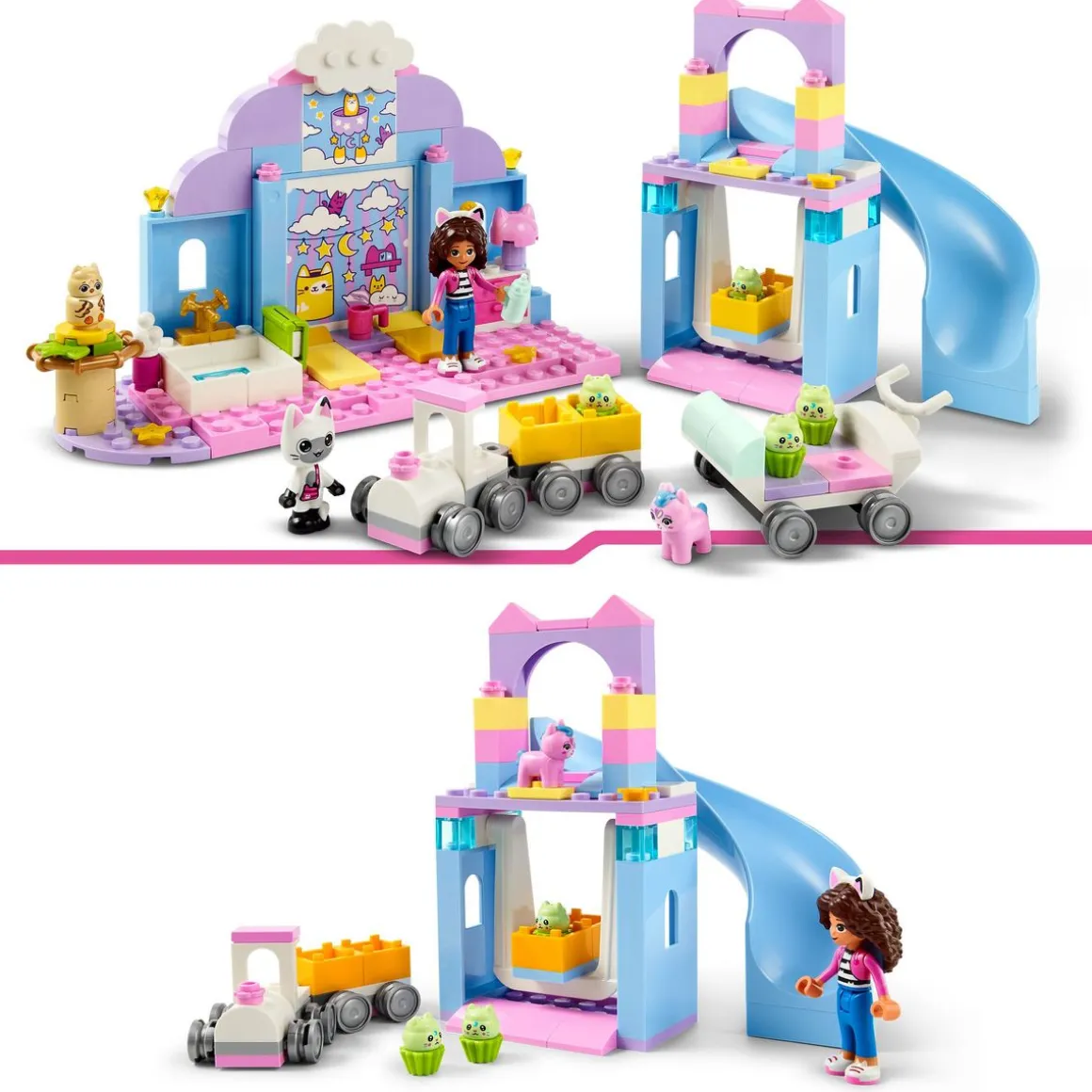 Gabby et la Maison Magique 10796 - La Nurs'oreille de Gabby - Set pour Enfants sur le Thème des Animaux - Jouet avec un Toboggan et des Figurines