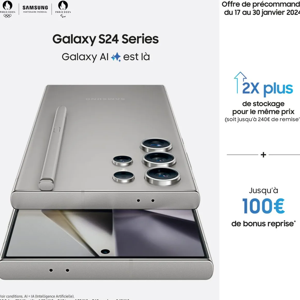 Galaxy S24 5G Smartphone avec Galaxy AI 128Go - Argent