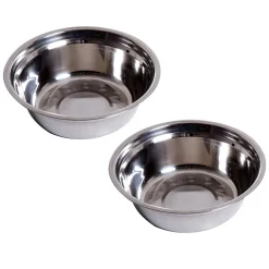 Gamelle double chien chat Porte-gamelles surélevé dim. 44L x 24l x 15H cm 2 gamelles acier inox. incluses MDF