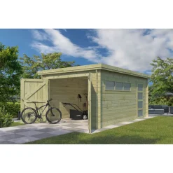 Garage - Bois traité autoclave - Toit plat - 14,35 m² - APETINA