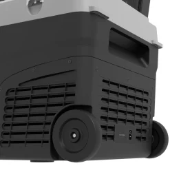 Glacière électrique portable 27 L - congélateur/réfrigérateur 2 zones - poignée, roulettes - gris noir