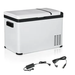 Glacière-congélateur portable à compression 30L max. -22°C prise alume-cigare + adaptateur inclus blanc noir