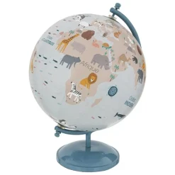Globe terrestre base métal pour enfant bleu D20